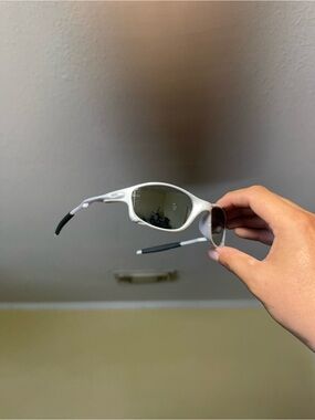 Oaks White and Black Sport Sunglasses with Dark Lenses